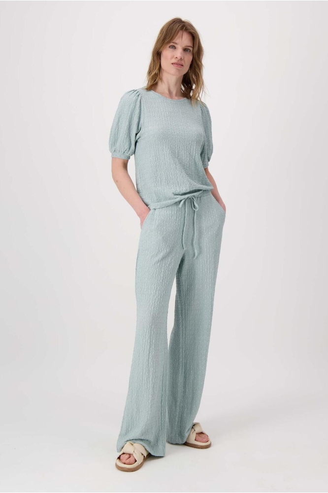 BROEK VAN CRINKLE STOF 0303-066 VERGRIJSD BLAUW